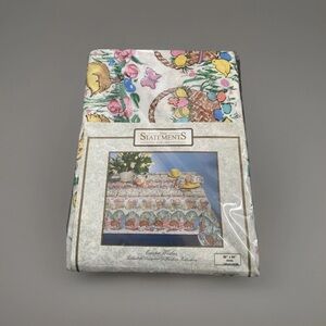 Easter Tablecloth Bunny &‎ Egg Design Oval Vintage New Deadstock